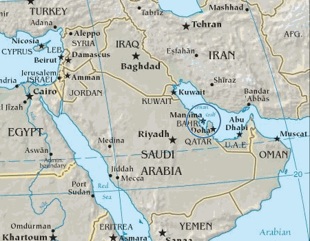 BAHRAIN MAP MIDDLE EAST